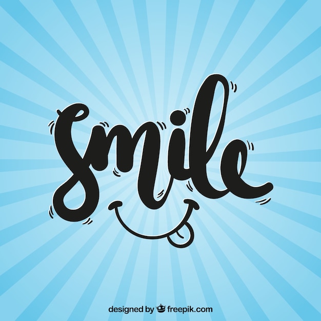 Download Retro blue background with the word "smile" Vector | Free ...