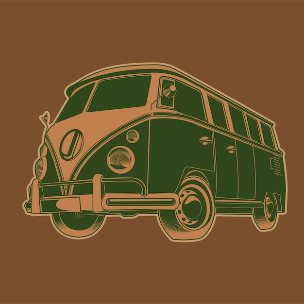 Premium Vector | Retro camper van journey illustration