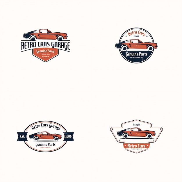Retro car logo set. classic vehicle Vector | Premium Download