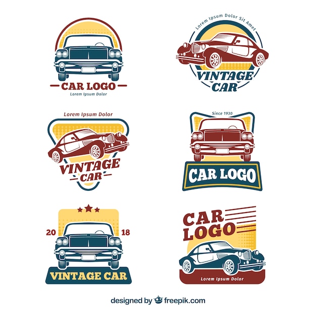 Retro car logo set | Free Vector
