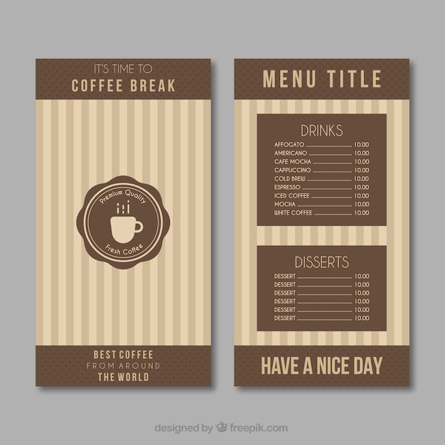 Download Free Retro Coffee Menu Free Vector Use our free logo maker to create a logo and build your brand. Put your logo on business cards, promotional products, or your website for brand visibility.