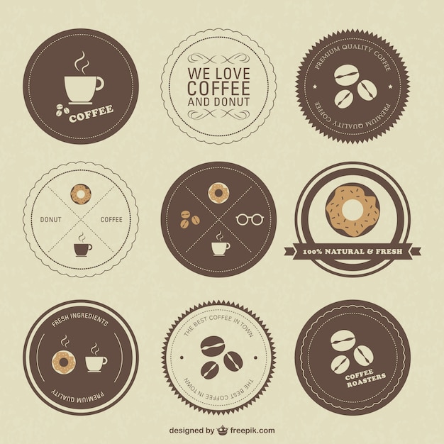 Download Free Retro Coffee Shops Badges Free Vector Use our free logo maker to create a logo and build your brand. Put your logo on business cards, promotional products, or your website for brand visibility.