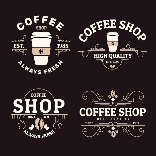 Retro collection of coffee shop logos | Free Vector