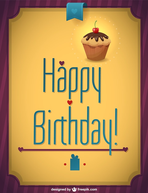 Download Retro Cupcake Happy Birthday Vector Vector | Free Download