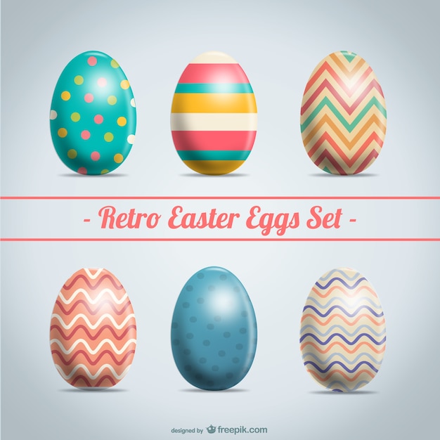 Retro easter eggs set Vector | Free Download