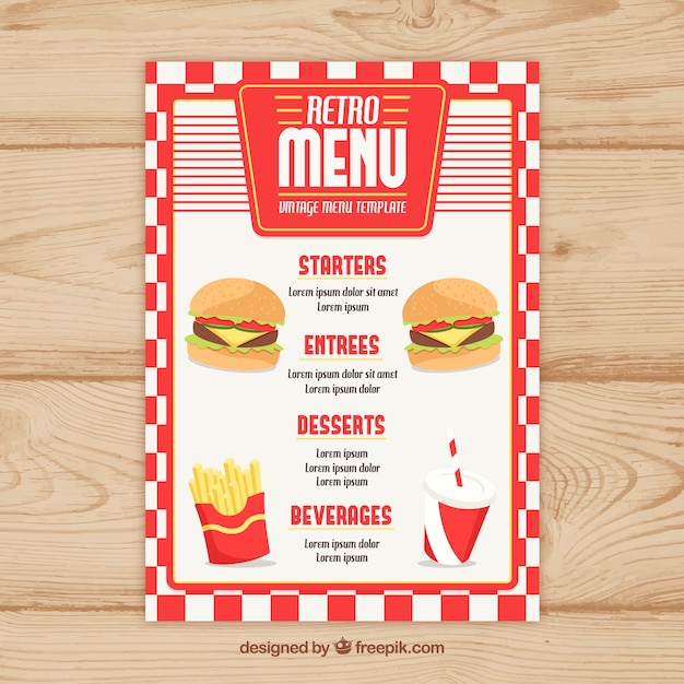 free-vector-retro-fast-food-menu-template