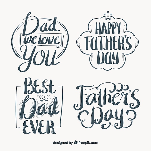Retro father\'s day stickers with\
typography