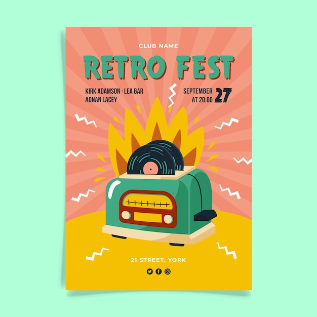 Premium Vector Retro fest poster design
