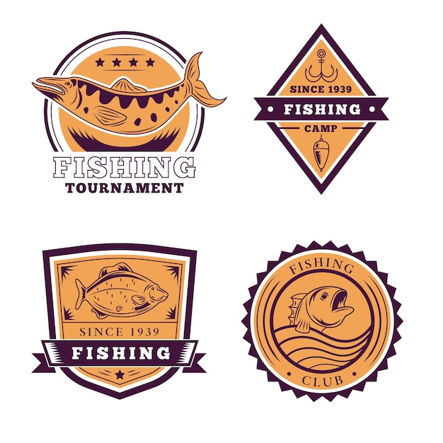 Free Vector | Retro fishing badge collection