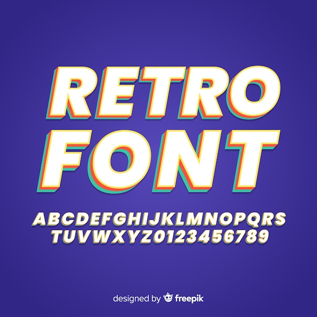 Retro font template flat design Free Vector