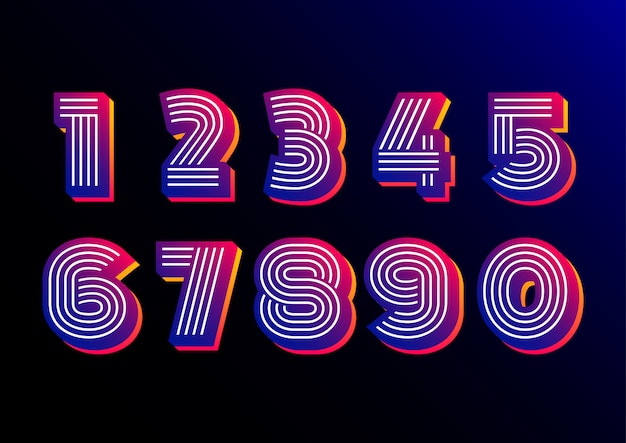 Premium Vector | Retro futuristic disco numbers set