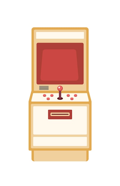 Premium Vector Retro Game Machine Flat Vector Illustration Vintage Arcade Cabinet With Buttons Isolated On White Background Amusement Equipment Classic Electronic Game Old School Entertainment Device