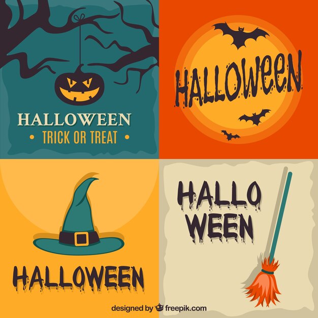 Download Retro halloween label collection | Free Vector