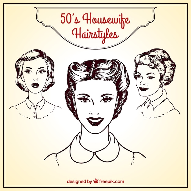 Retro Housewife Hairstyles Free Vector