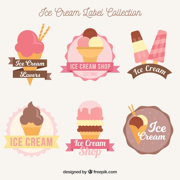 Retro ice cream stickers pack
