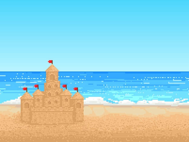 Download Free Retro Illustration Of Sand Castel On The Beach In Pixel Art Use our free logo maker to create a logo and build your brand. Put your logo on business cards, promotional products, or your website for brand visibility.