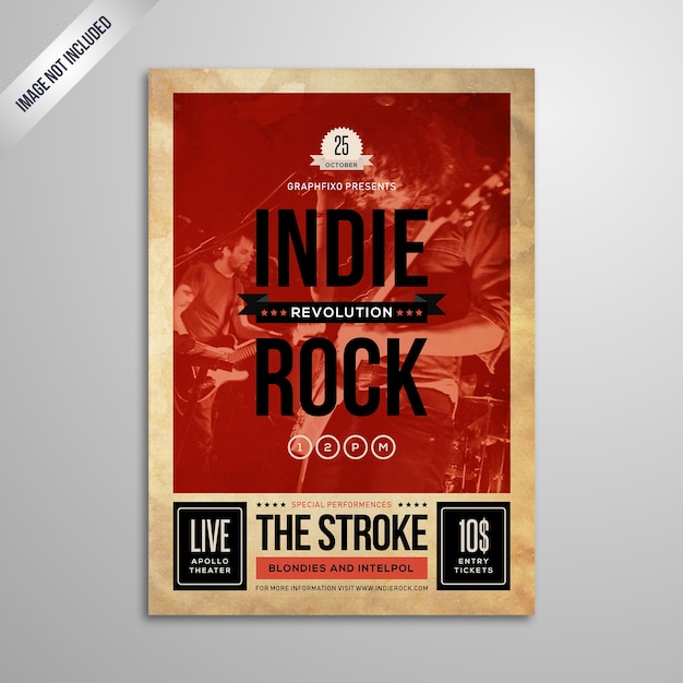 Premium Vector Retro Indie Rock Music Festival Poster