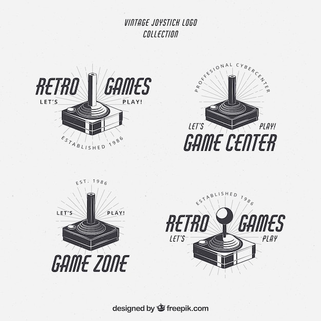 Free Vector | Retro joystick logo collection with elegant style