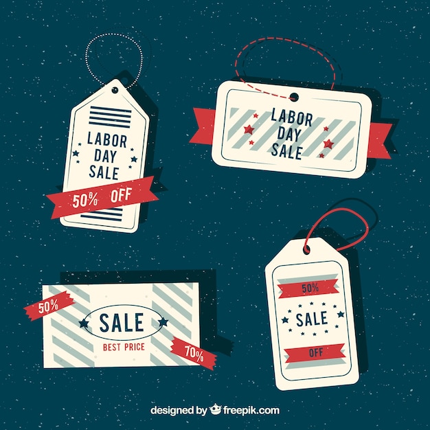 Retro labels of labor day sales