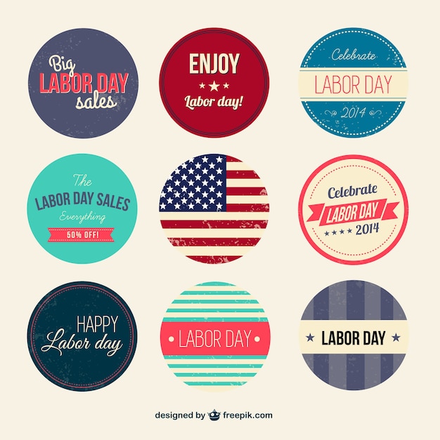 Retro Labor Day badges set