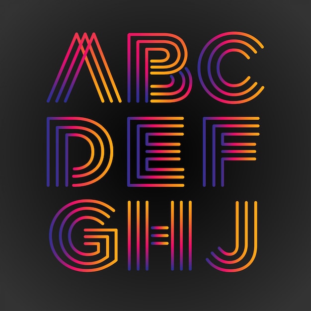 Download Premium Vector | Retro lines font design with a colorful ...