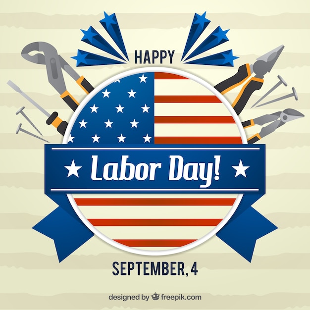 Retro logo background with labor day tools