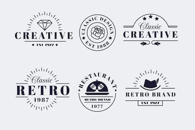 Download Free Retro Logo Collection For Different Brands Free Vector Use our free logo maker to create a logo and build your brand. Put your logo on business cards, promotional products, or your website for brand visibility.