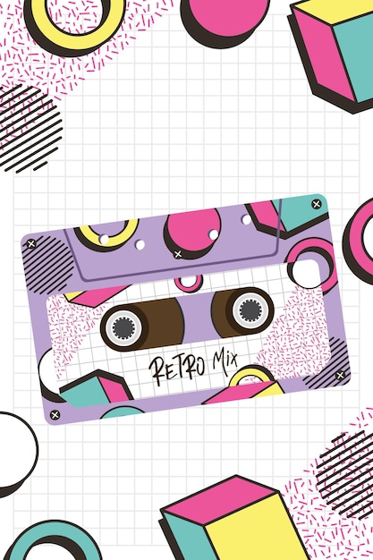 Premium Vector Retro Mix Cassette Design Music Vintage Tape And Audio Theme Vector Illustration