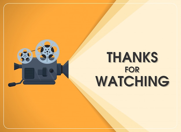 Premium Vector | Retro move film projector with text thanks for watching.