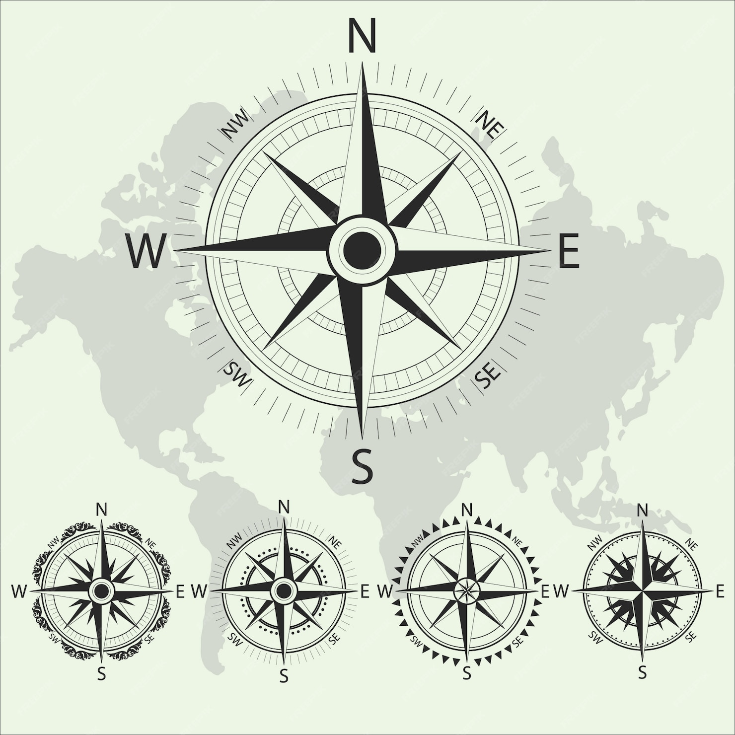 Premium Vector | Retro nautical compass. retro design