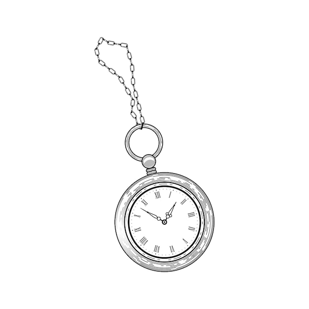 black and white pocket watch