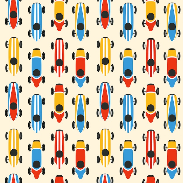 Premium Vector Retro race car seamless pattern design