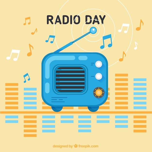 Free Vector Retro radio day background in cute style
