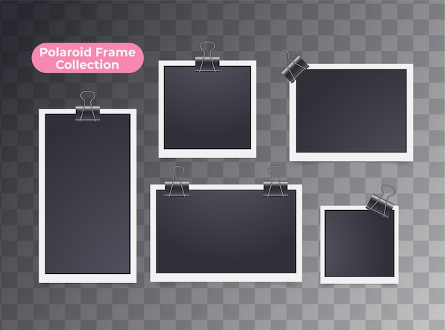 Retro realistic blank instant polaroid photo isolated Premium Vector