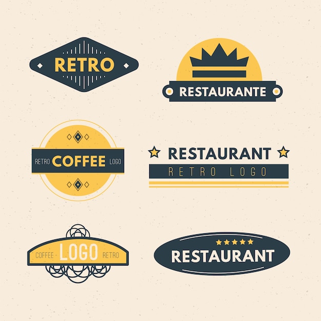 Download Free Retro Restaurant Logo Collection Free Vector Use our free logo maker to create a logo and build your brand. Put your logo on business cards, promotional products, or your website for brand visibility.