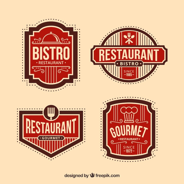 Download Free Retro Restaurant Logos With Badge Design Free Vector Use our free logo maker to create a logo and build your brand. Put your logo on business cards, promotional products, or your website for brand visibility.