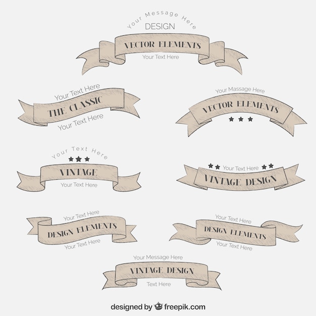 Premium Vector Retro Ribbon Collection