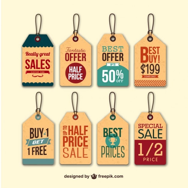 Download Free Vector | Retro sale hang tags