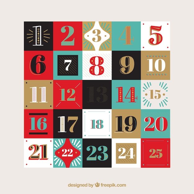 Free Vector Retro shapes advent calendar