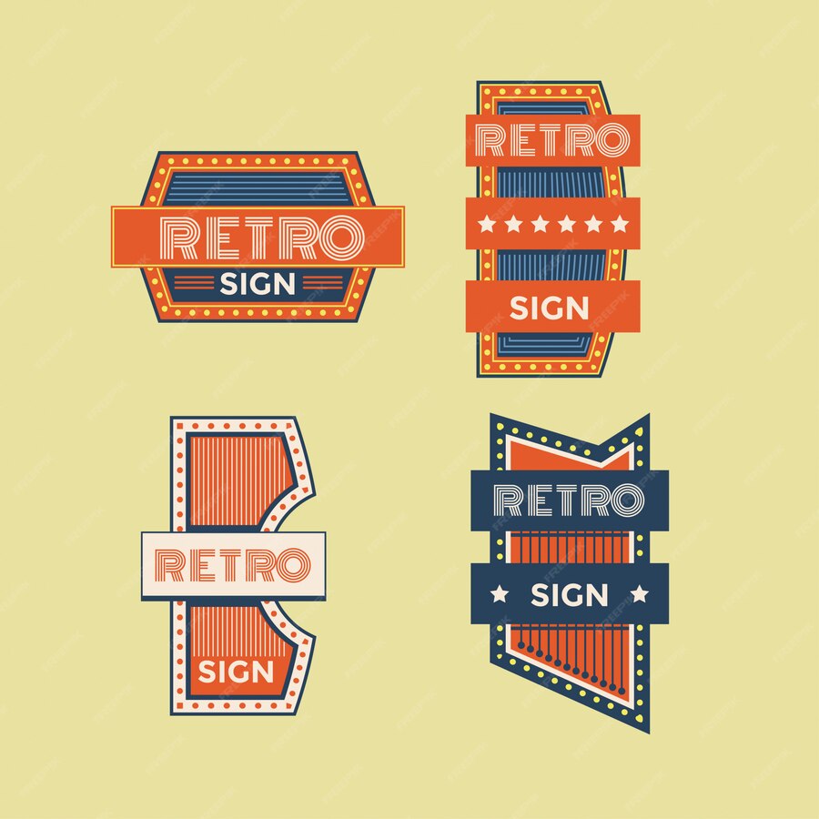 Premium Vector | Retro signs and vintage neon signs colorful collection