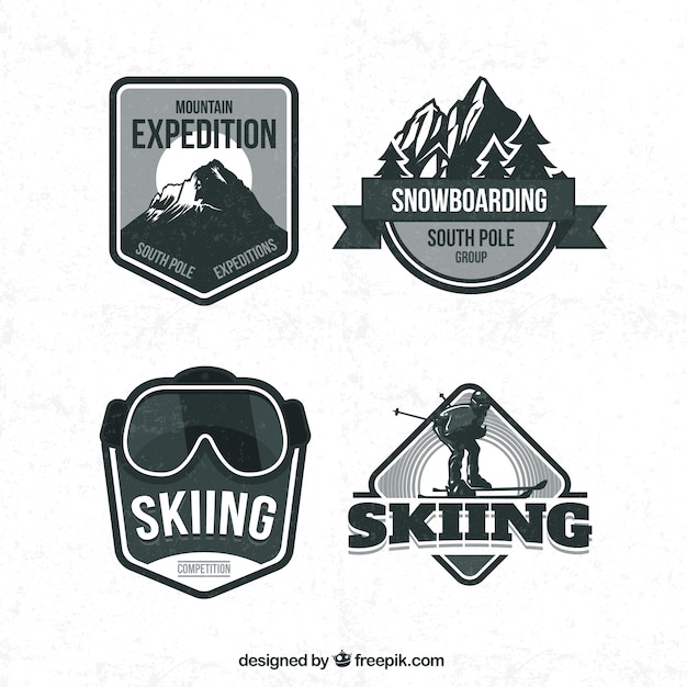 Free Vector | Retro ski badges