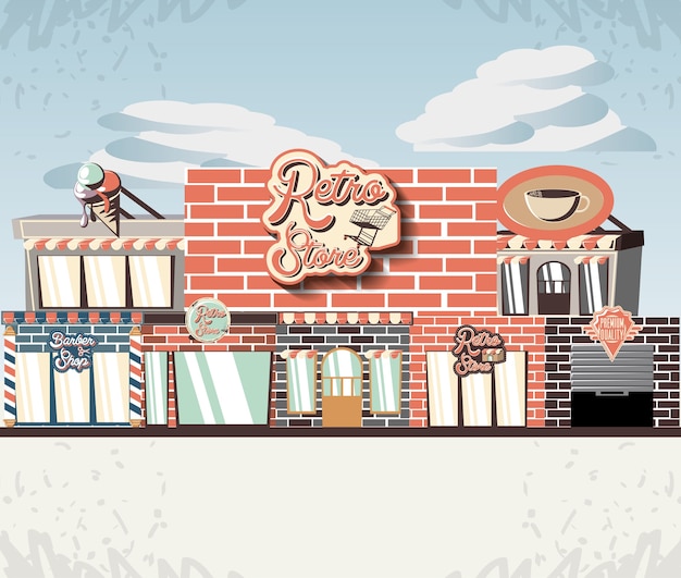 Download Retro store building front vector illustration design ...