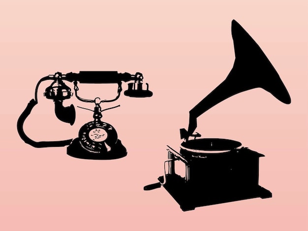 Retro technology old devices vector