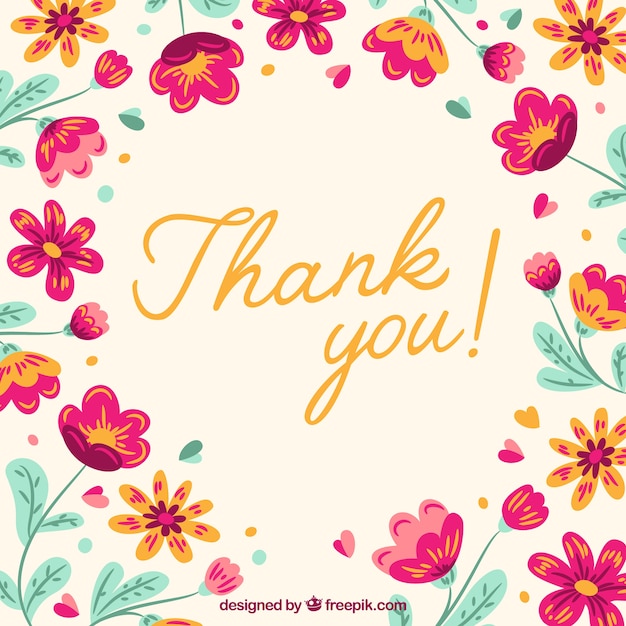 Free Vector | Retro thank you background with hand drawn flowers