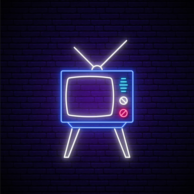 Premium Vector | Retro tv neon sign.