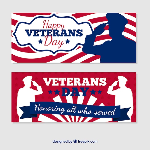 Retro veterans day banners
