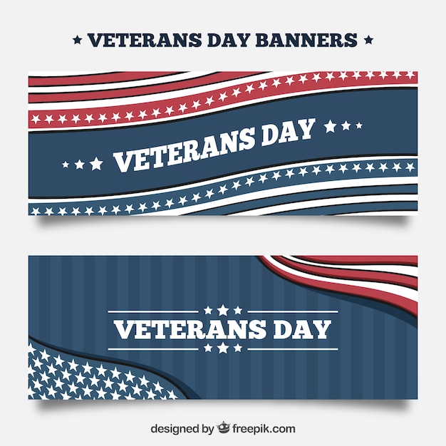 Retro veterans day banners