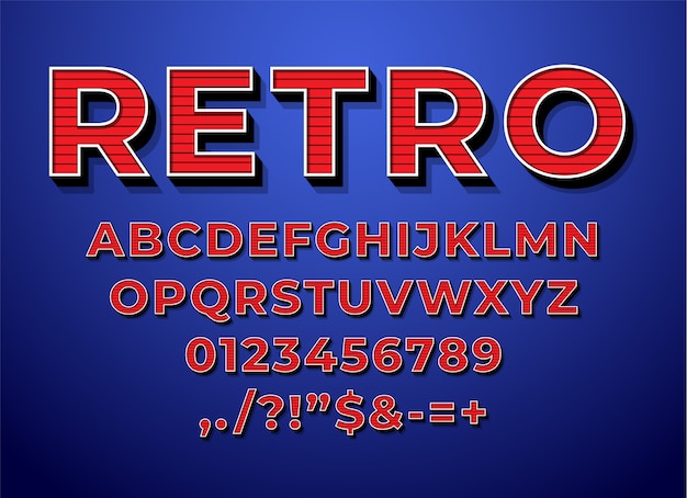 Premium Vector | Retro vintage alphabet font 3d style