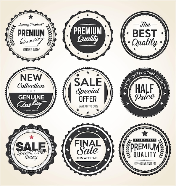 Premium Vector | Retro vintage badges and labels black and white collection