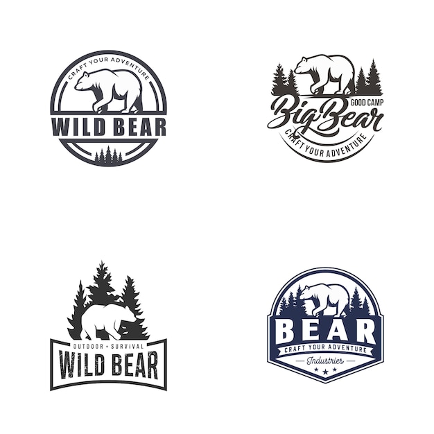 Download Free Retro Vintage Bear Logo Vector Template Set Premium Vector Use our free logo maker to create a logo and build your brand. Put your logo on business cards, promotional products, or your website for brand visibility.